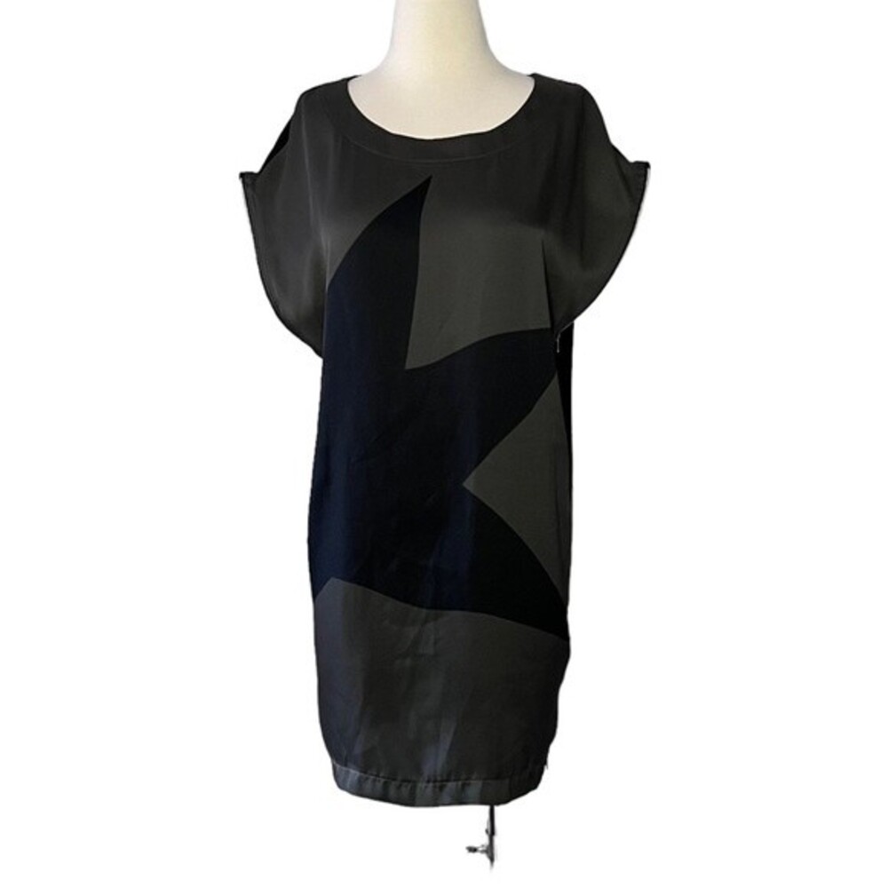 C'ARLA Du NORD Olive Black Star Shirt Moto Dress Zip Sides Size Small Punk